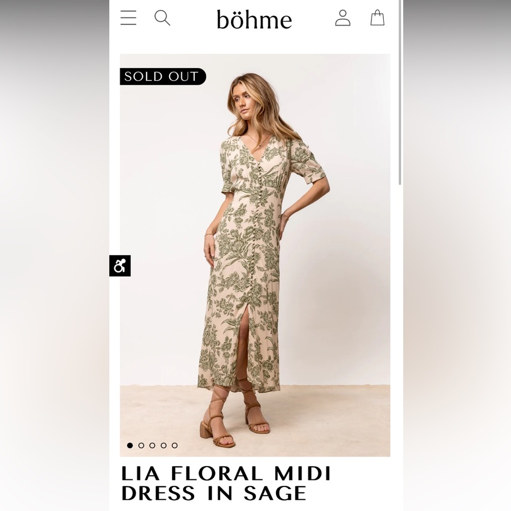 Bohme Lia Floral Midi Dress Sage- SOLD OUT